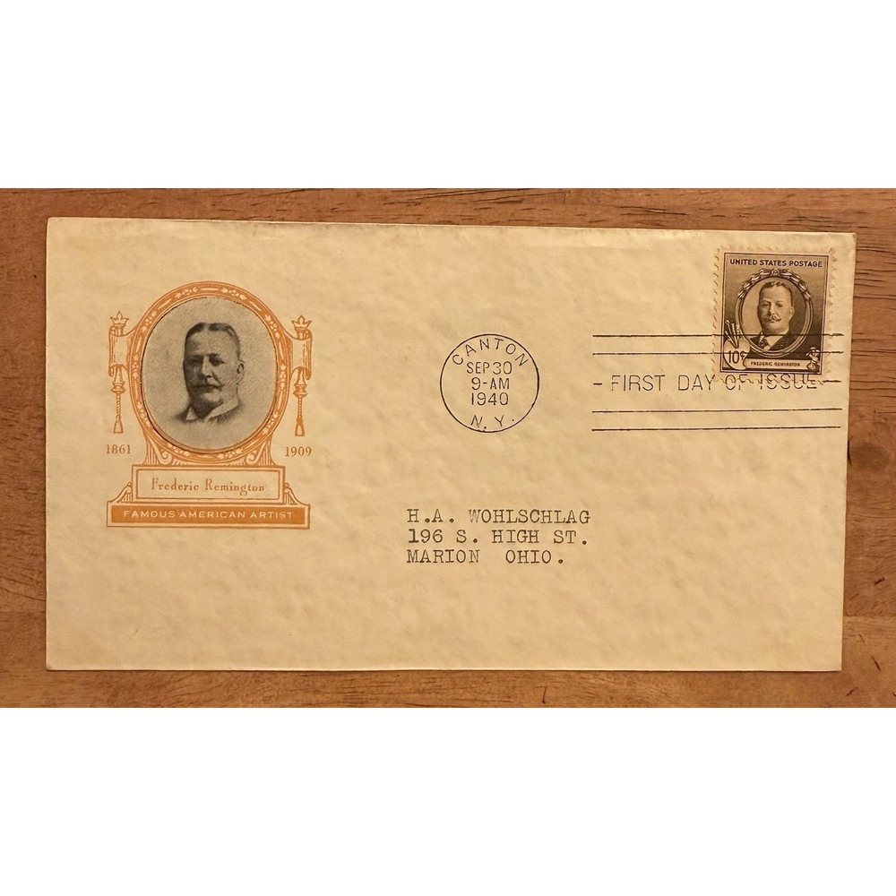 US FDC #888 Ioor M-1A 1940 NY Frederic Remington Famous Americans Artists Cachet
